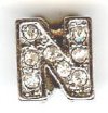 1 9mm Silver Slider with Rhinestones - Letter "N"